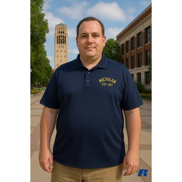 Michigan Blue Polo by Russell Athletic XXXL - Picture 1 of 6